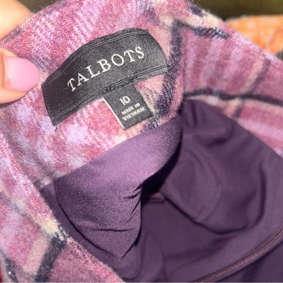 Talbots Plaid Skirt Womens size 10 Purple Short Wool Preppy - Picture 5 of 5